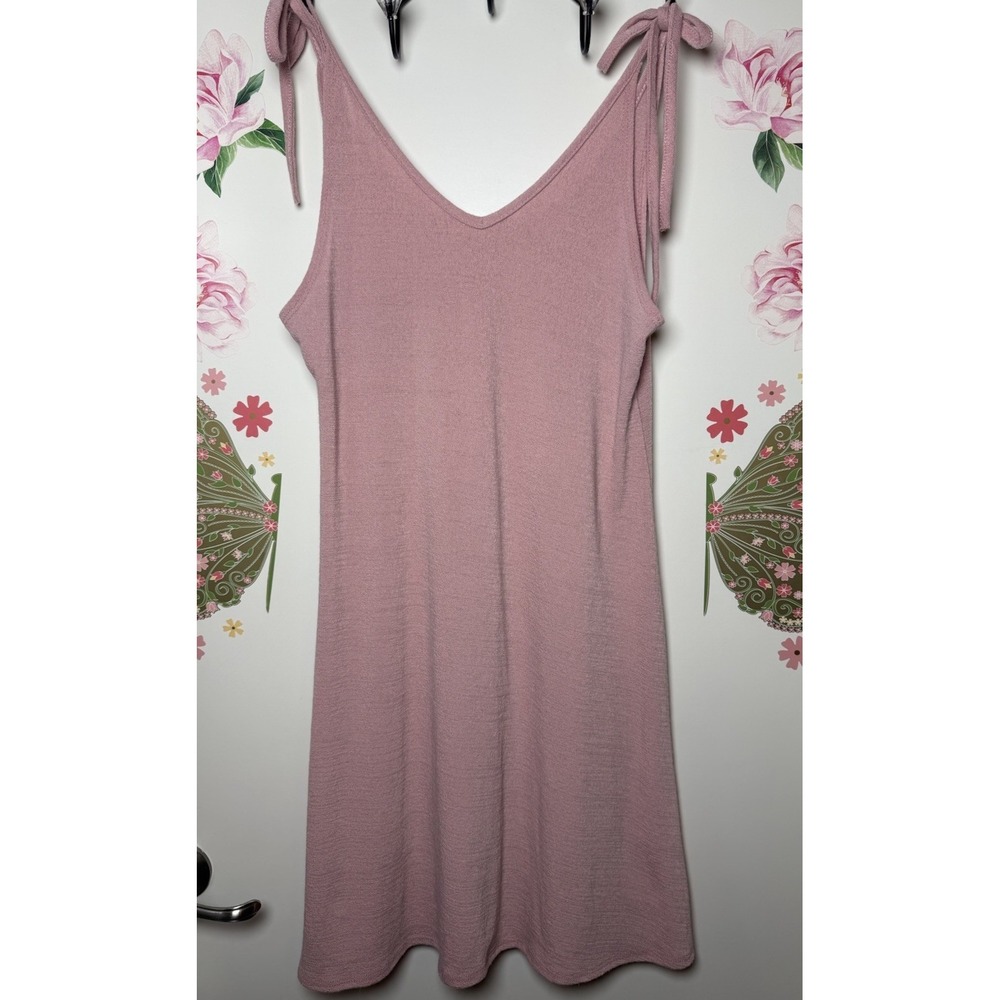 Forever Rose Couture Pink Tie Strap Mini Dress Size L Casual Flowy Knit